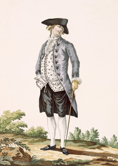 Gentleman in grey walking suit, engraved by Voysard, plate no.162 from 